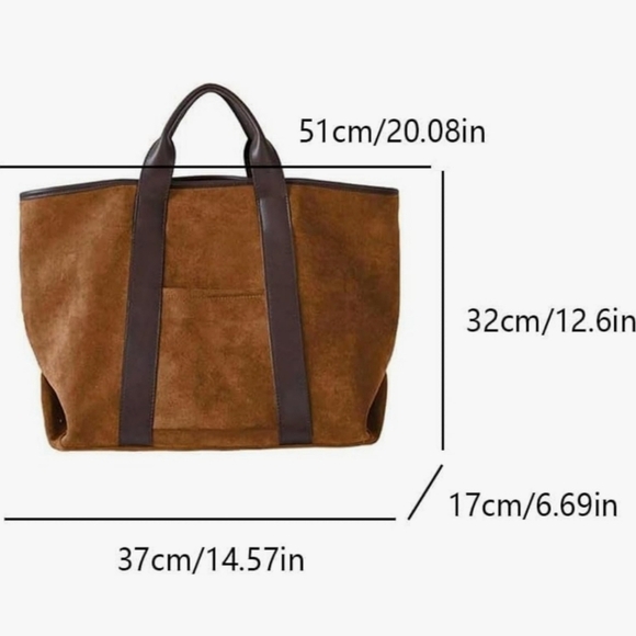 Tan and Brown SuedeTote Bag - Picture 7 of 7